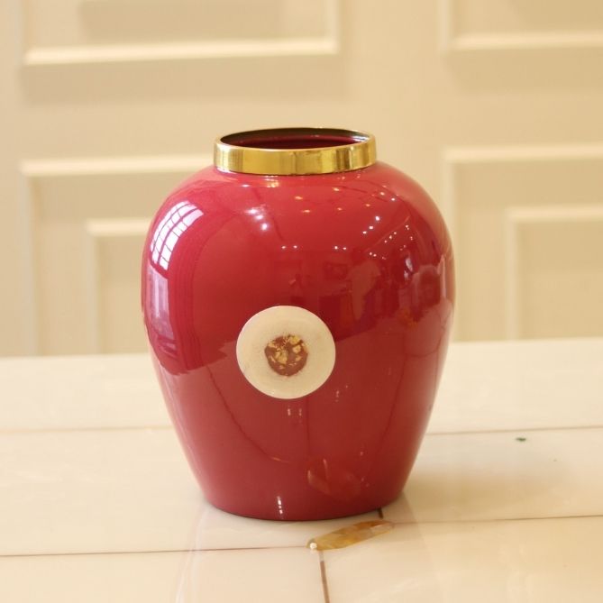 Zyra Wine Decorative Vase – Modern Luxury Metal Decor