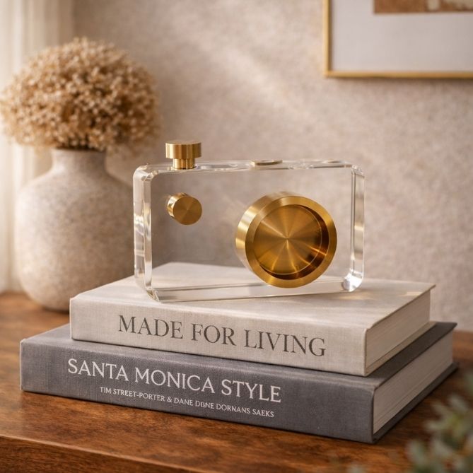 Golden lens big- crystal camera artefact