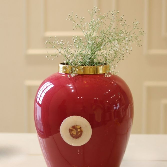 Zyra Wine Decorative Vase – Modern Luxury Metal Decor